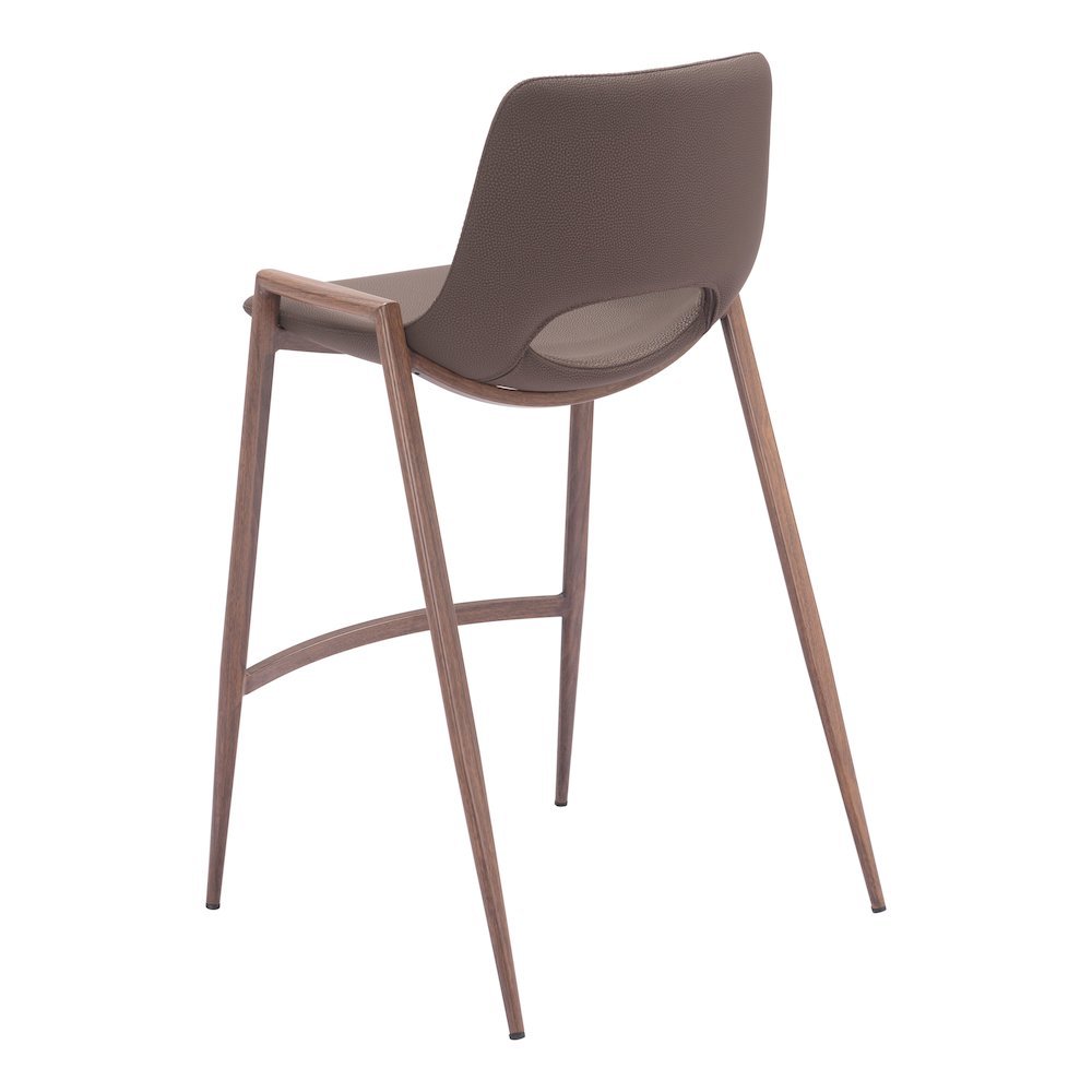 Counter Stools Set of 2, Brown Faux Leather, Faux Wood Steel Legs. Picture 5