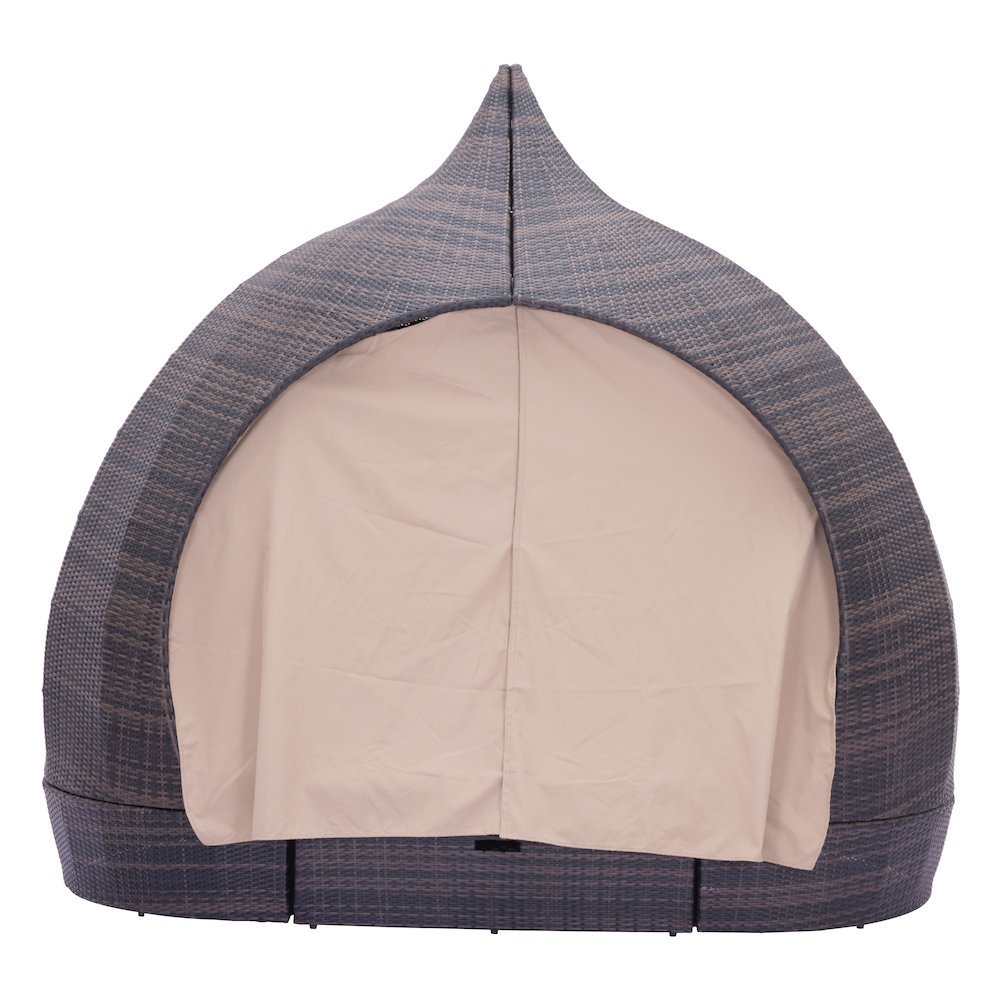 Brown Outdoor Daybed With Canopy, Modern Patio Bed Lounger Design. Picture 6