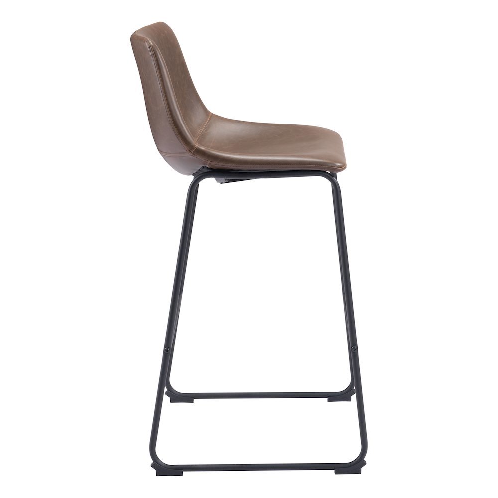 Bar Stools Set of 2, Vintage Espresso Faux Leather, Steel Legs. Picture 5