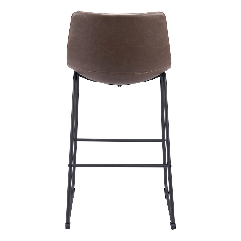 Bar Stools Set of 2, Vintage Espresso Faux Leather, Steel Legs. Picture 8