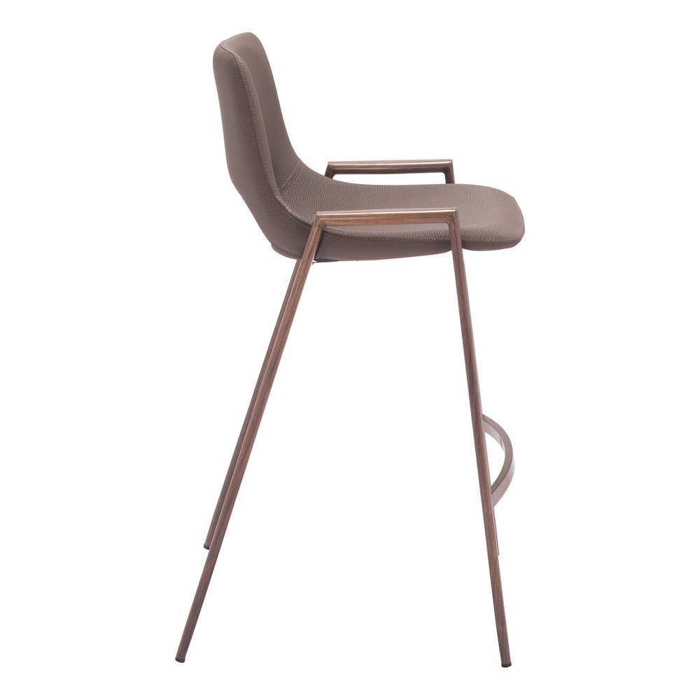 Counter Stools Set of 2, Brown Faux Leather, Faux Wood Steel Legs. Picture 6