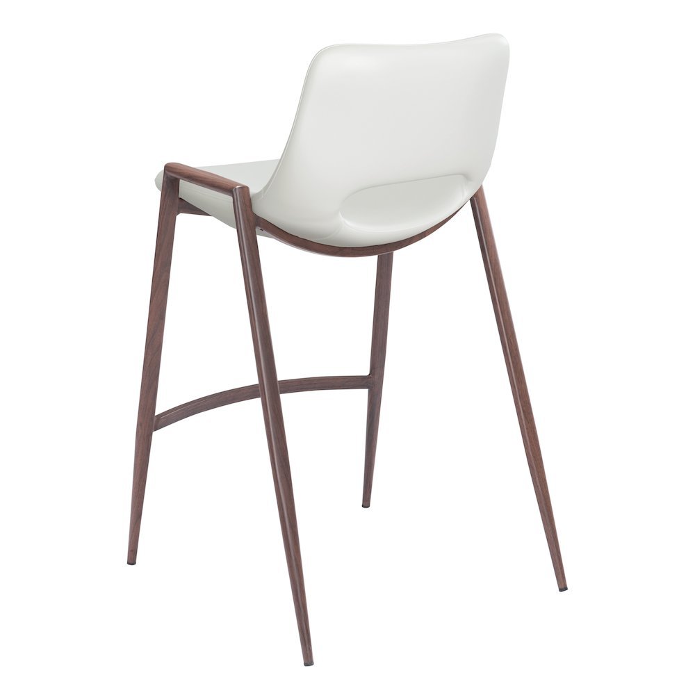 Counter Stools Set of 2, White Faux Leather, Faux Wood Steel Legs. Picture 7