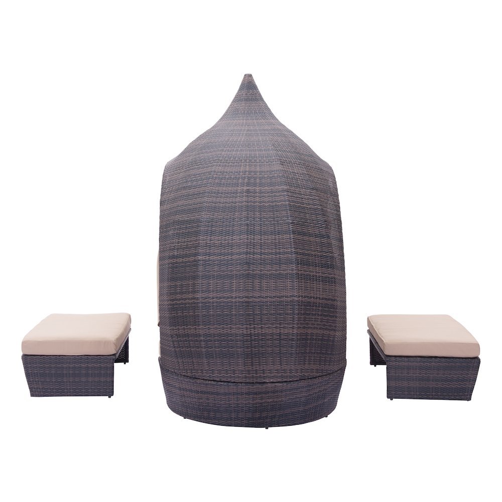 Brown Outdoor Daybed With Canopy, Modern Patio Bed Lounger Design. Picture 8
