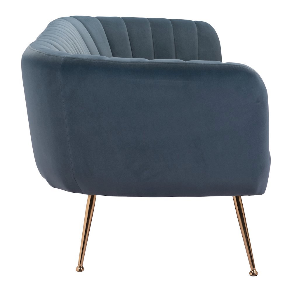 Sofa, Gray Velvet Fabric, 3-Seater, Steel Legs, Armrest Support. Picture 6