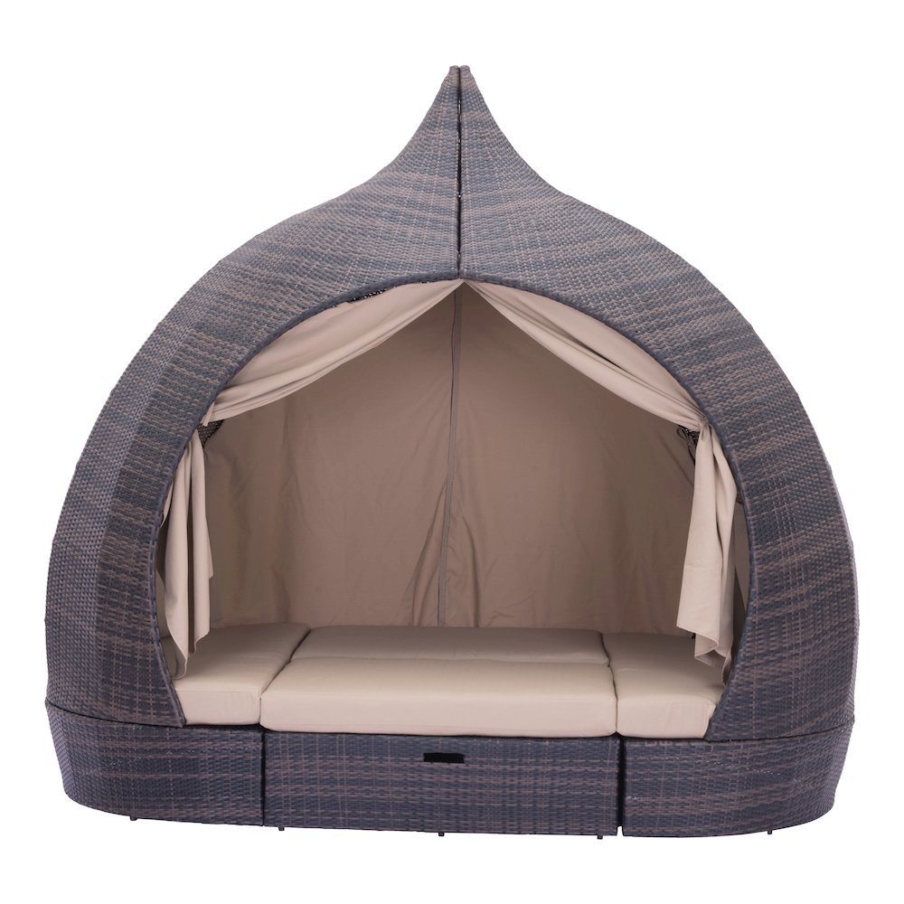 Brown Outdoor Daybed With Canopy, Modern Patio Bed Lounger Design. Picture 13