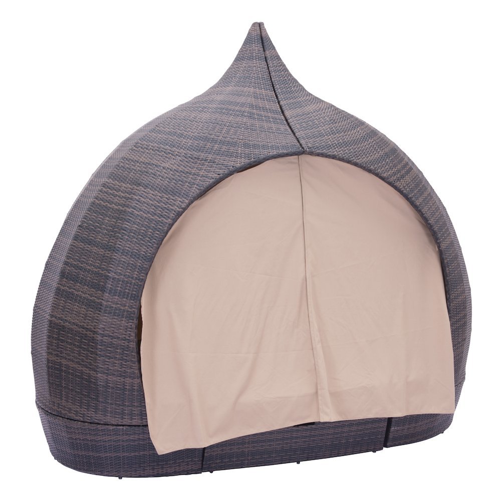 Brown Outdoor Daybed With Canopy, Modern Patio Bed Lounger Design. Picture 15