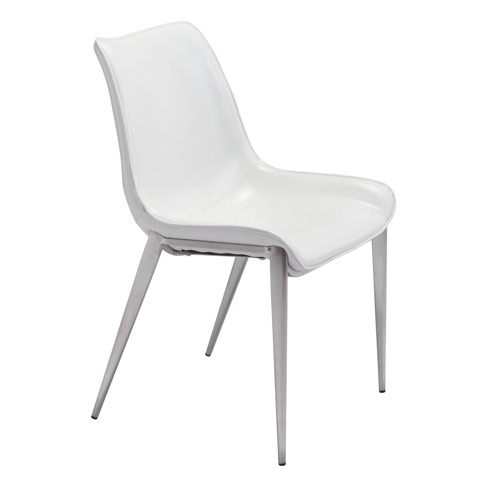 Magnus Dining Chair (Set of 2) White & Silver. Picture 1
