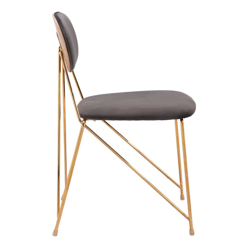 Georges Dining Chair (Set of 2) Gray & Gold. Picture 2