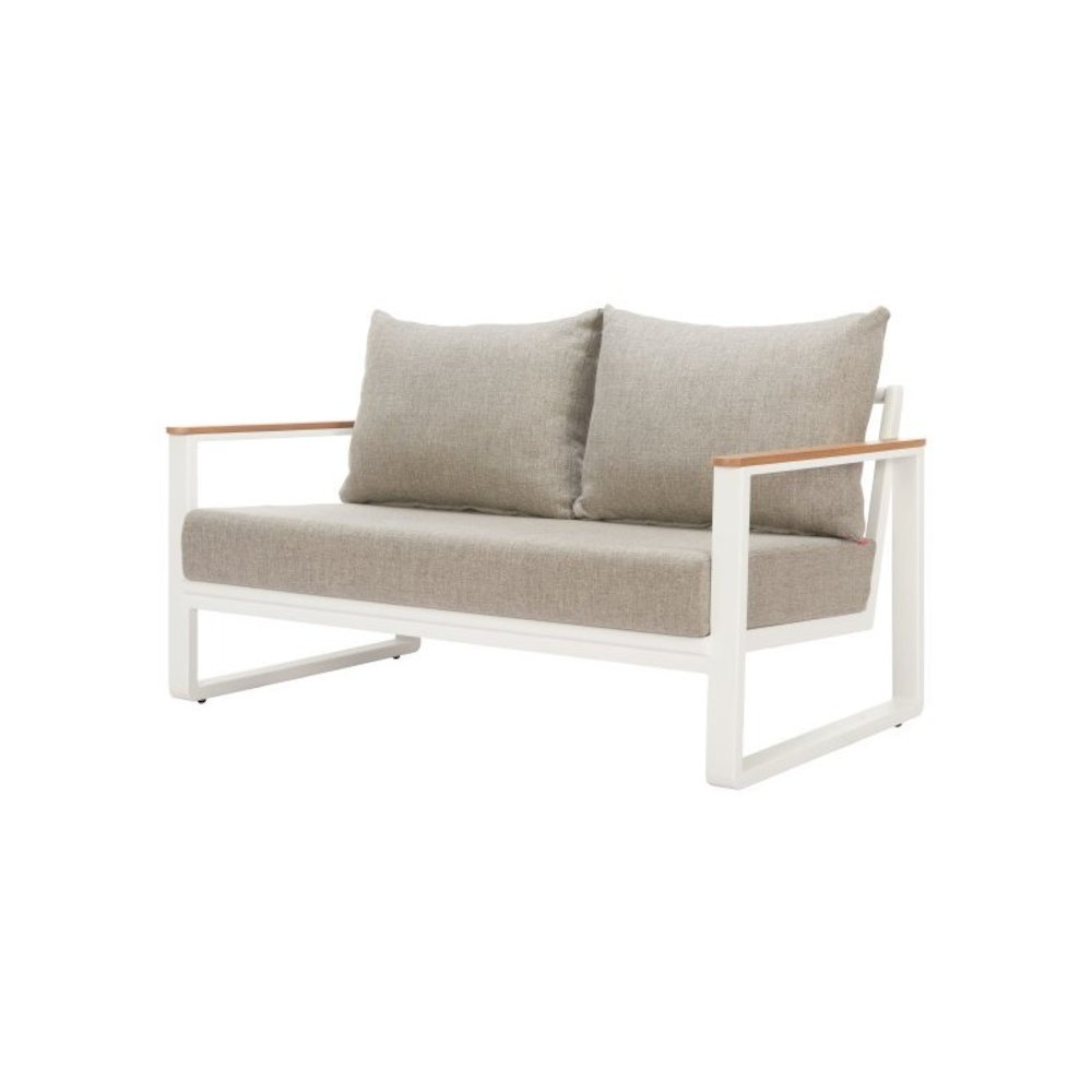 Brown Outdoor Loveseat, Small Patio Sofa With Aluminum Frame Design. Picture 1