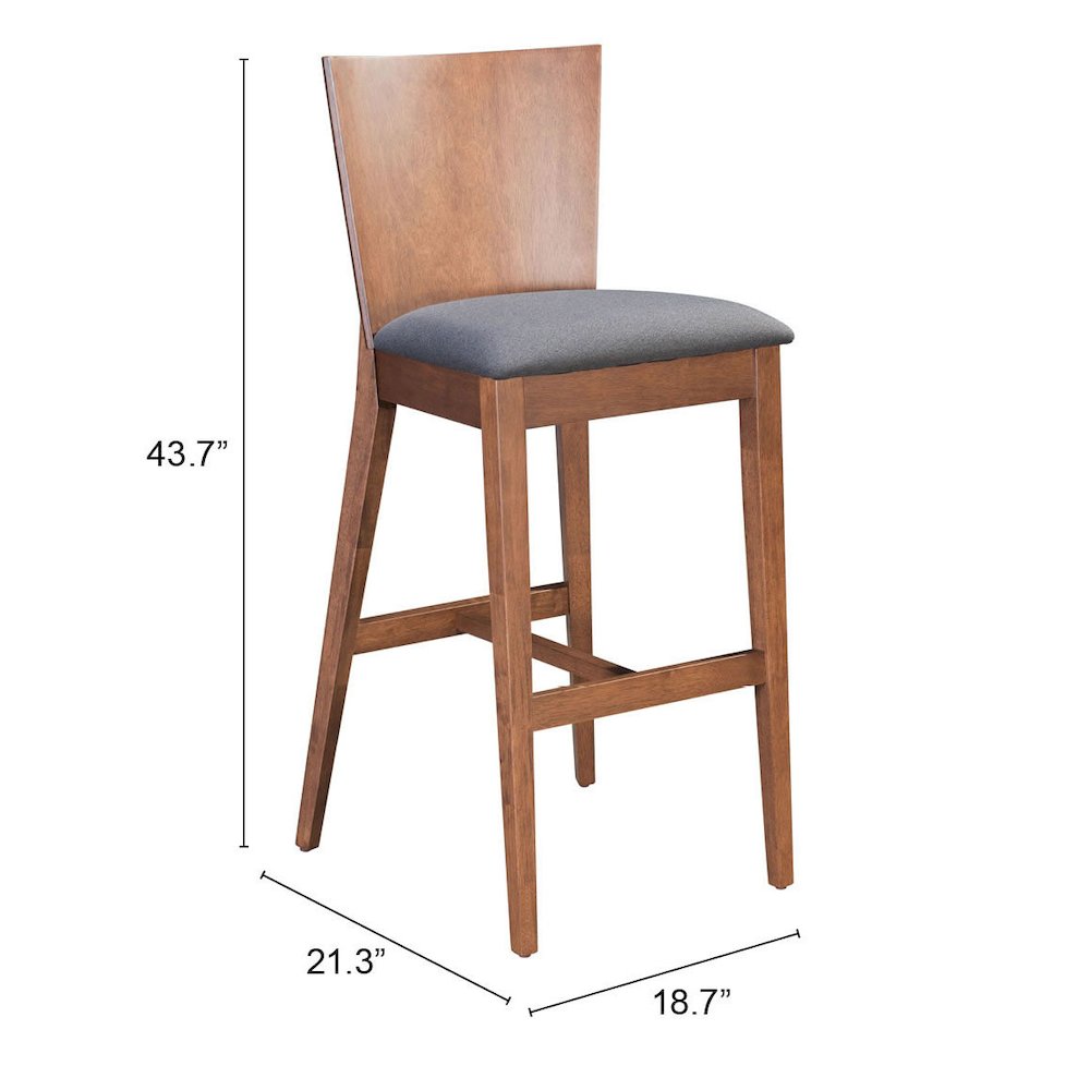 Ambrose Barstool (Set of 2) Walnut & Dark Gray. Picture 9