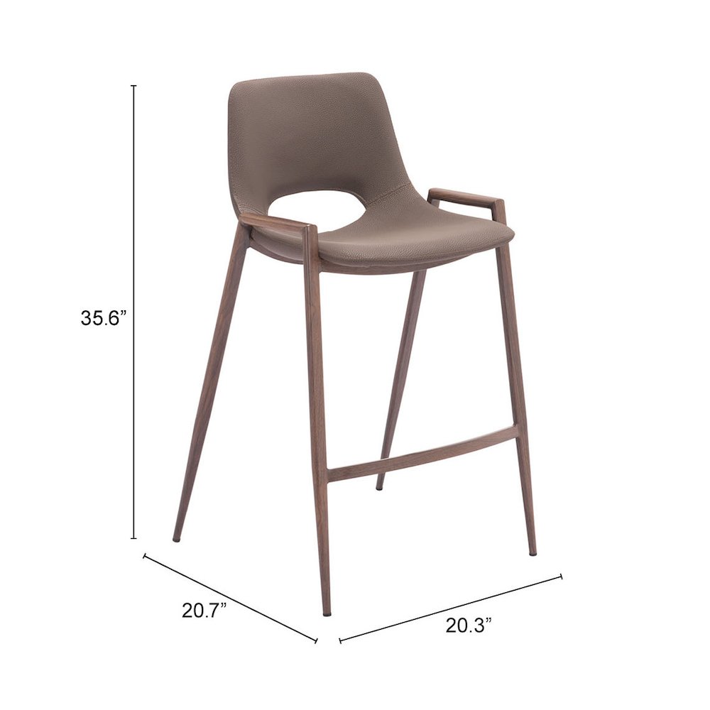 Desi Counter Stool (Set of 2) Brown & Walnut. Picture 7