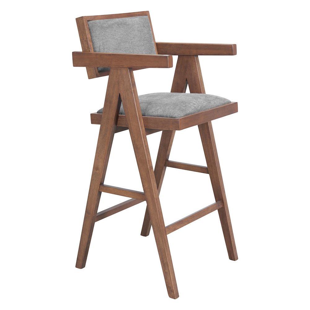 Delhi Barstool (Set of 2) Gray & Walnut. Picture 8