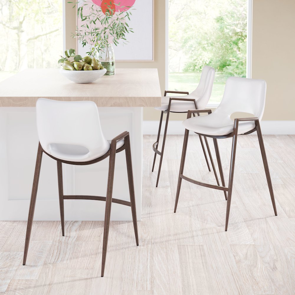 Desi Counter Stool (Set of 2) White & Walnut. Picture 8