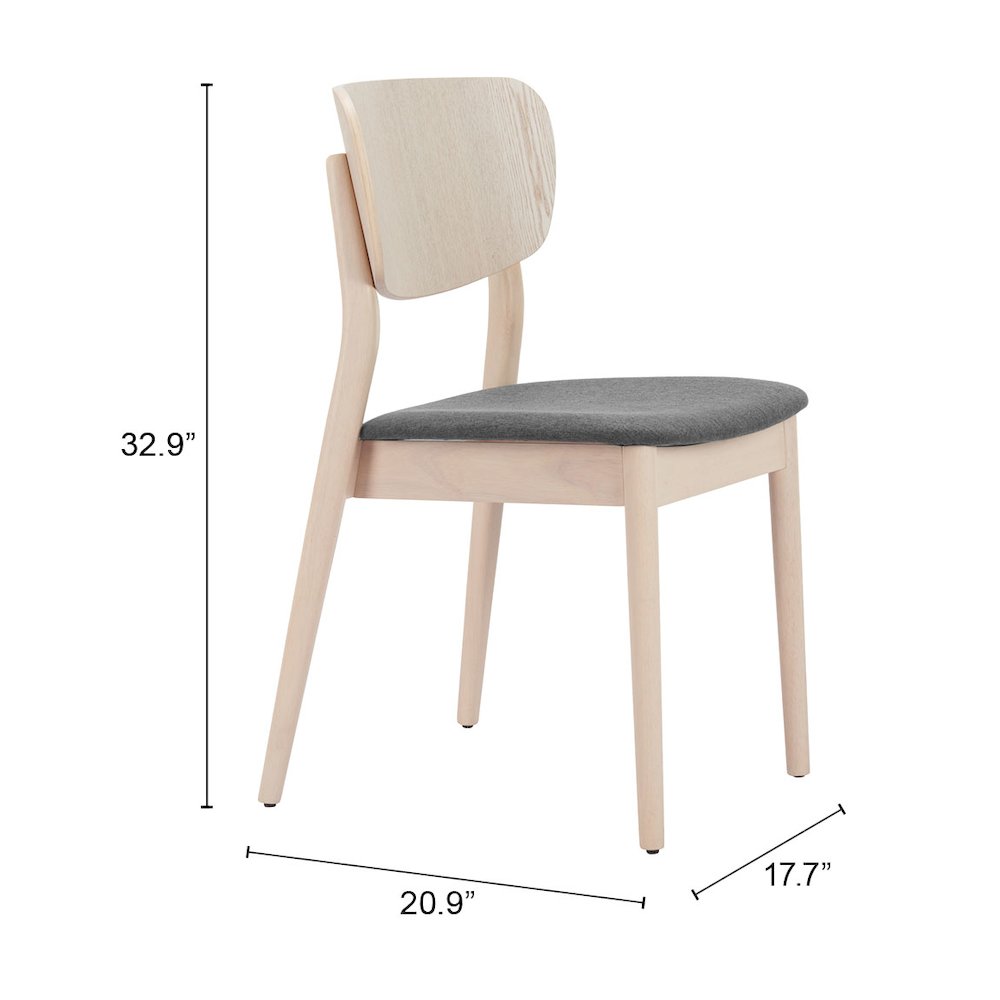 Kellua Dining Chair (Set of 2) Gray & Natural. Picture 7