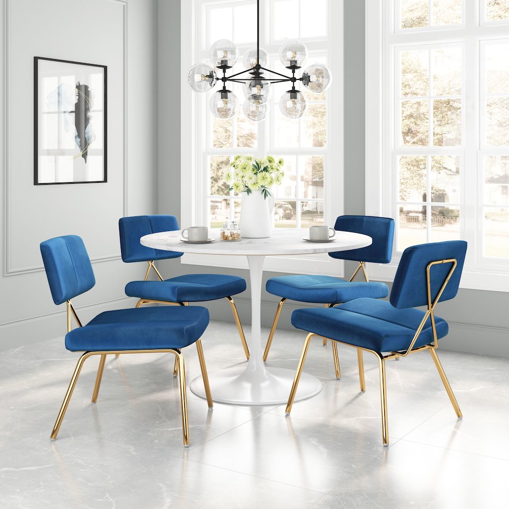 Nicole Accent Chair (Set of 2) Blue & Gold. Picture 9