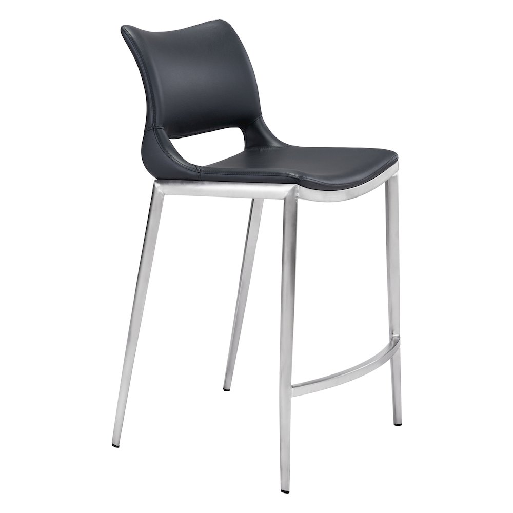 Ace Counter Stool (Set of 2) Black & Silver. Picture 1