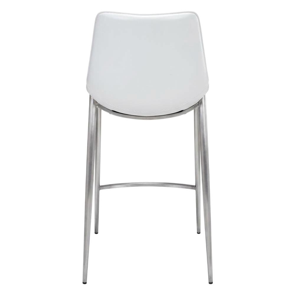 White Counter Chairs Set of 2 with Brushed Stainless Accents, Modern Design. Picture 2