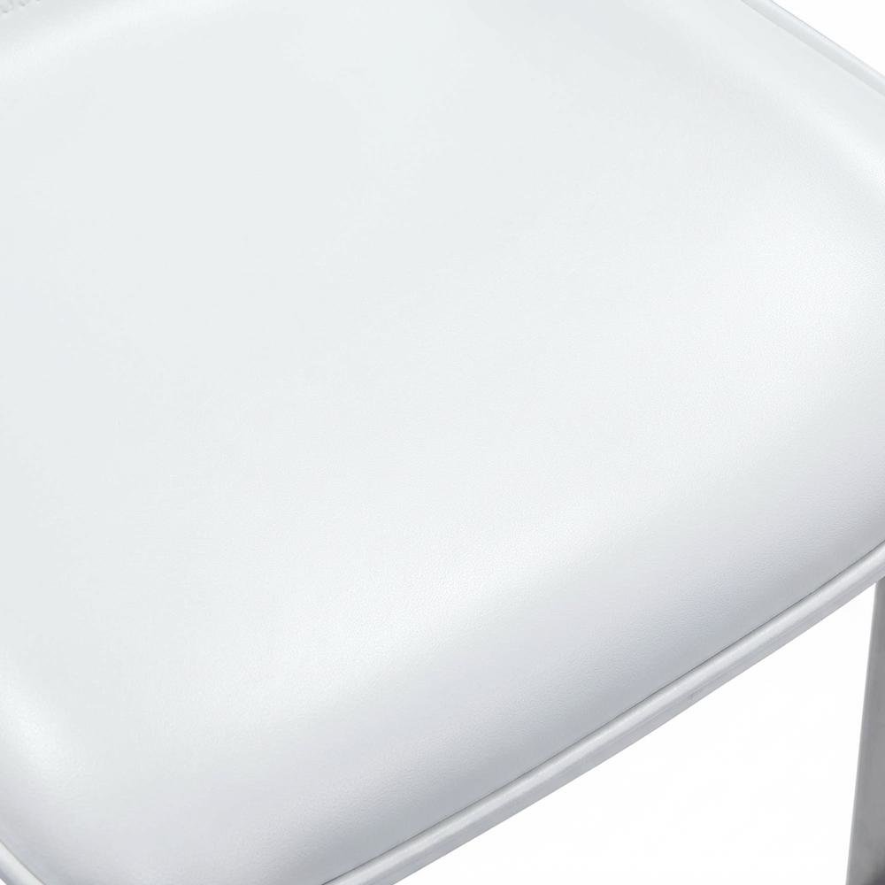 White Counter Chairs Set of 2 with Brushed Stainless Accents, Modern Design. Picture 3