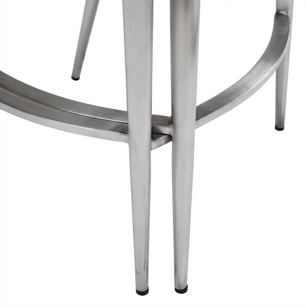 White Counter Chairs Set of 2 with Brushed Stainless Accents, Modern Design. Picture 7