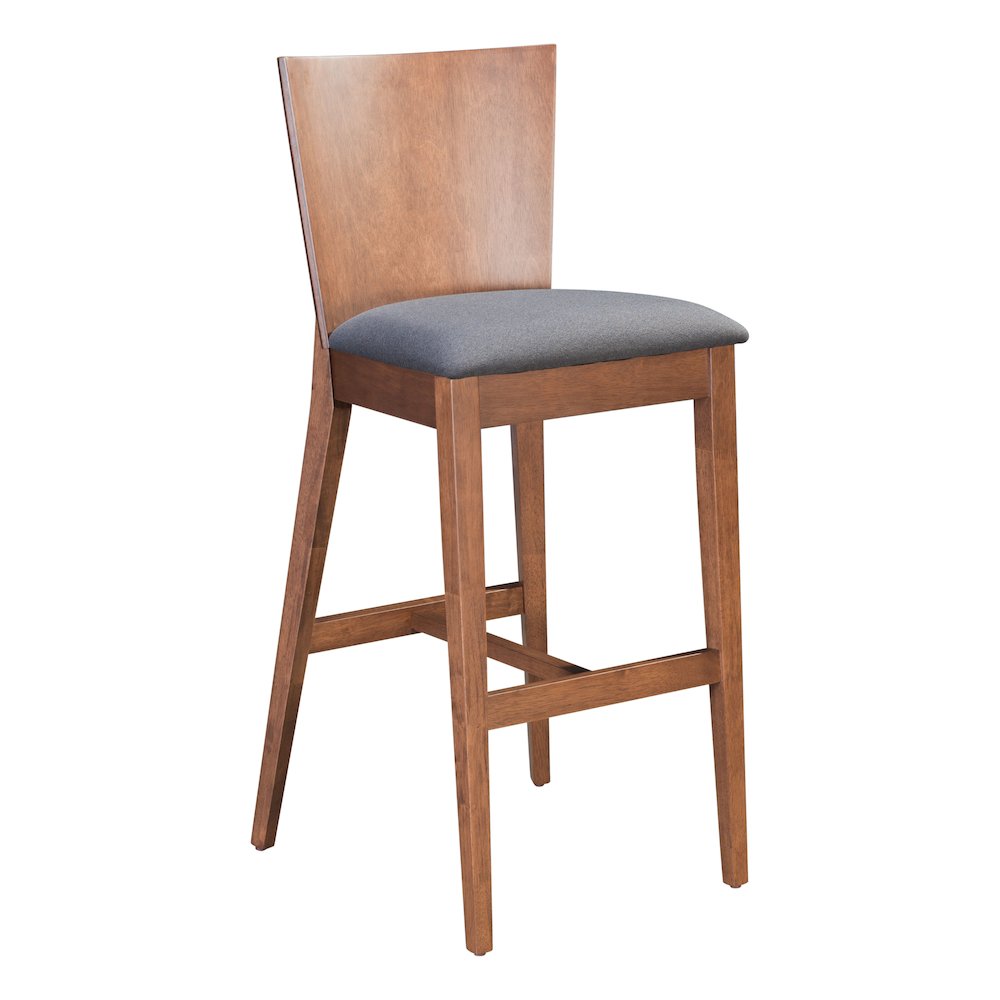Ambrose Barstool (Set of 2) Walnut & Dark Gray. Picture 1