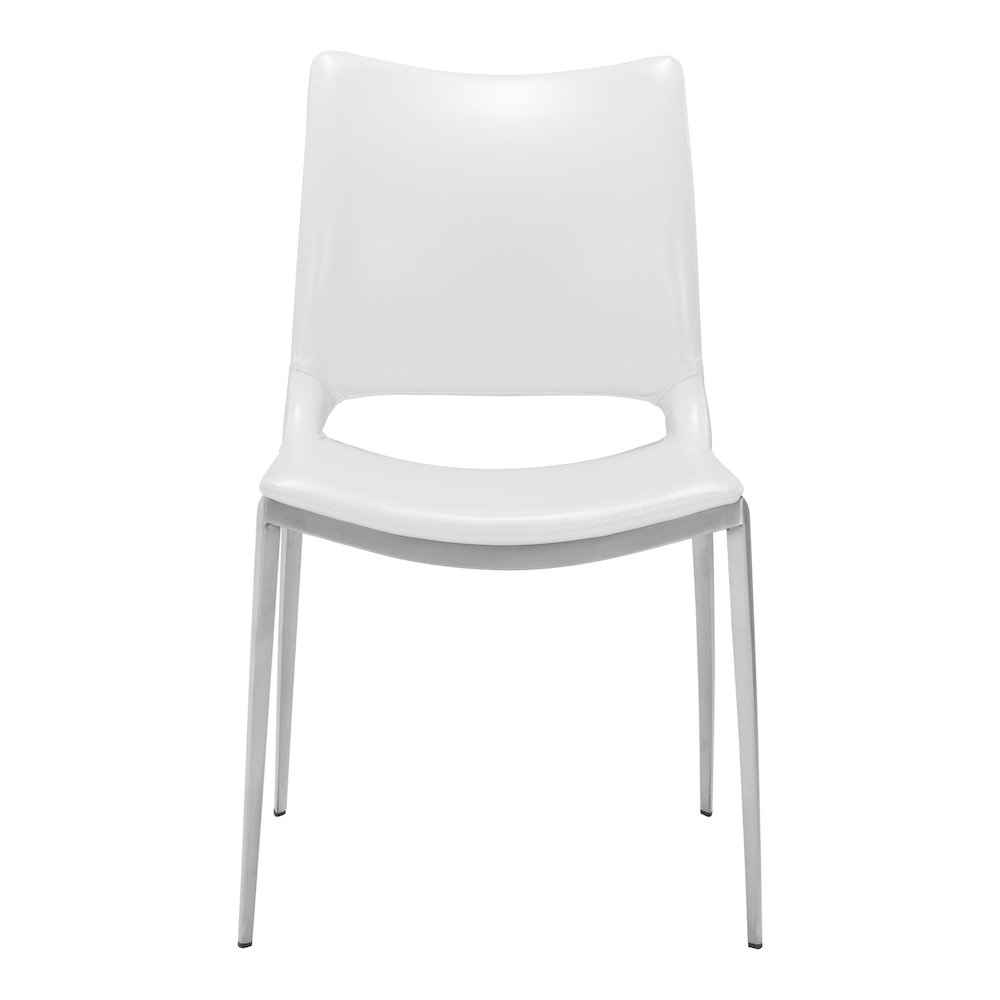 Ace Dining Chair (Set of 2) White & Silver. Picture 3