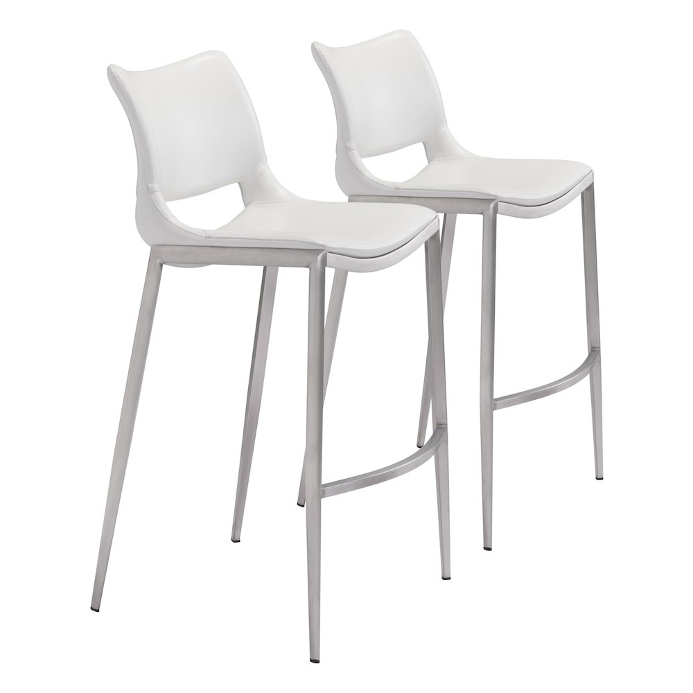 Ace Barstool (Set of 2) White & Silver. Picture 6