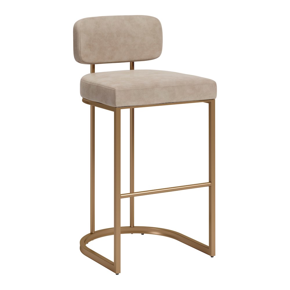 Velar Barstool (Set of 2) Beige & Bronze. Picture 7
