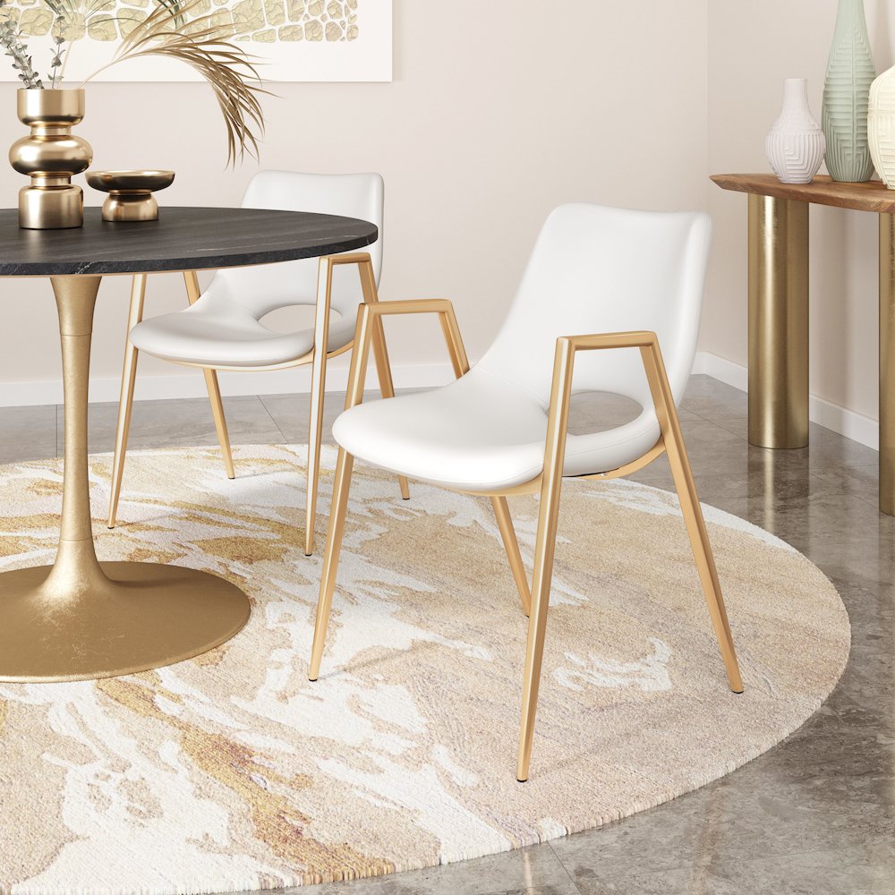 Desi Dining Chair (Set of 2) White & Gold. Picture 8