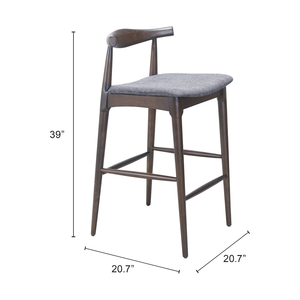 Tuzka Barstool (Set of 2) Gray & Espresso. Picture 7