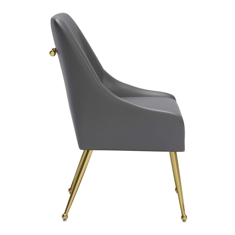 Maxine Dining Chair Gray & Gold. Picture 2