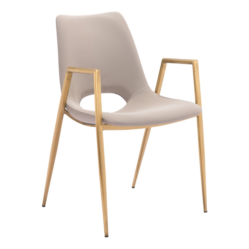 Desi Dining Chair (Set of 2) Beige & Gold. Picture 6