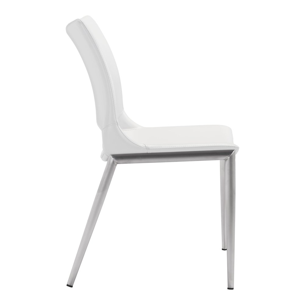 Ace Dining Chair (Set of 2) White & Silver. Picture 2