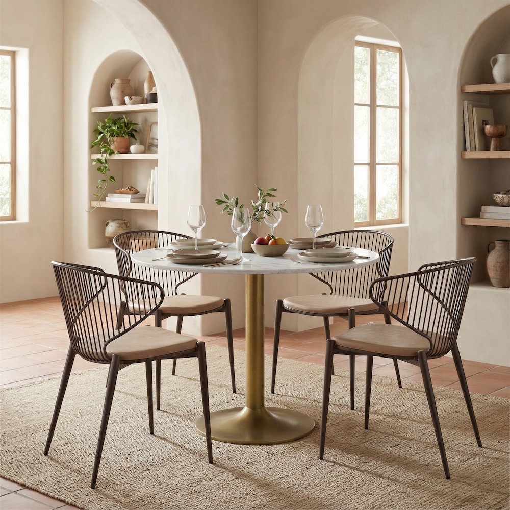 Silues Dining Chair (Set of 2) Taupe & Brown. Picture 3