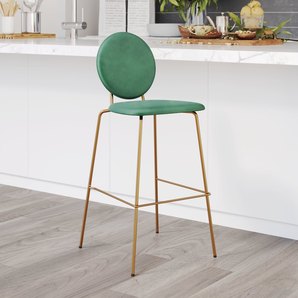 Odessa Barstool (Set of 2) Green & Gold. Picture 8