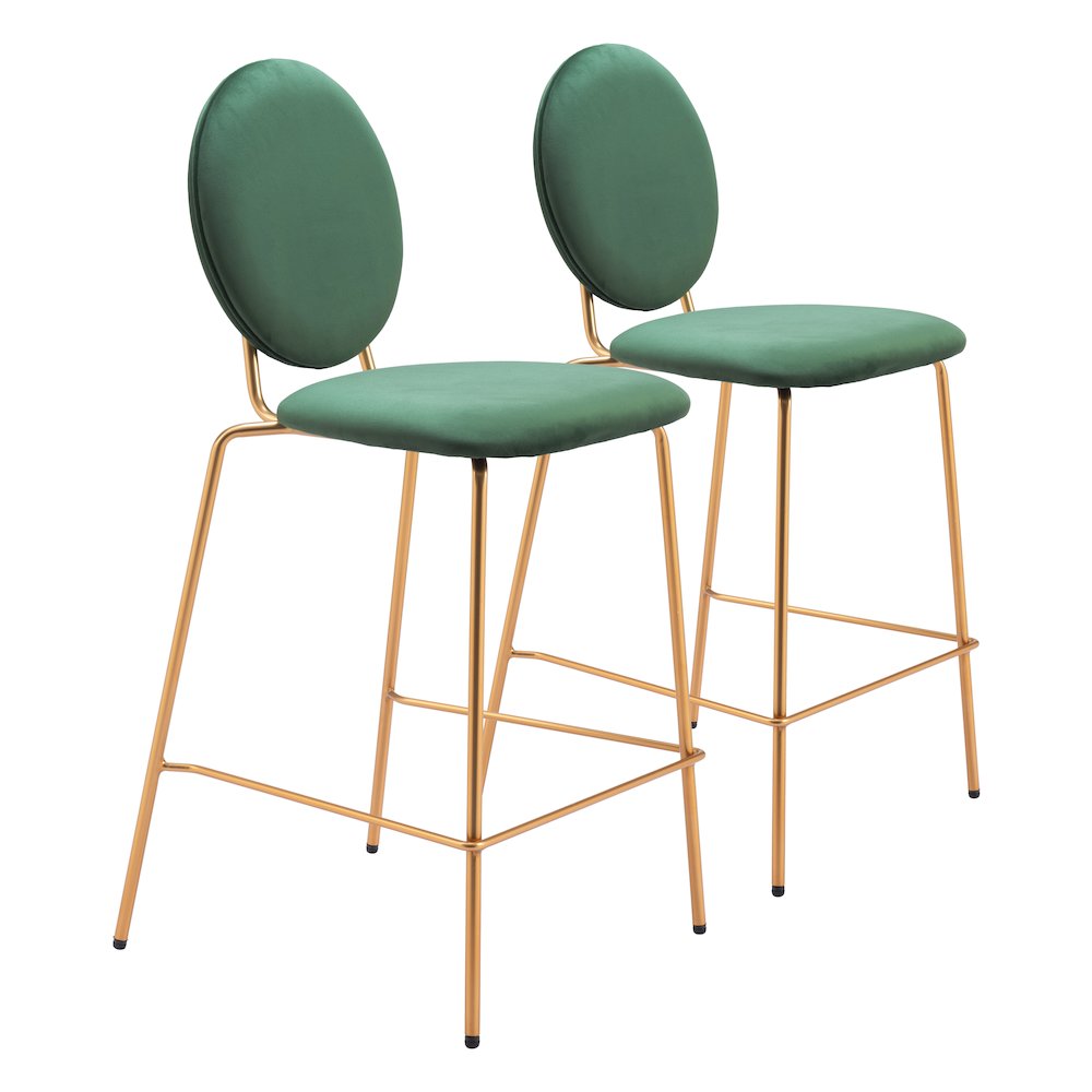 Odessa Counter Stool (Set of 2) Green & Gold. Picture 6