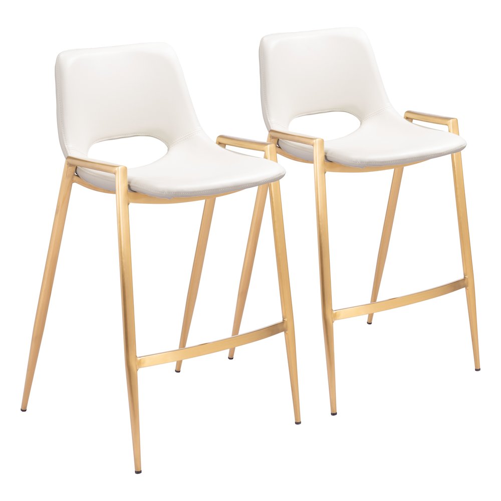 Desi Counter Stool (Set of 2) White & Gold. Picture 6