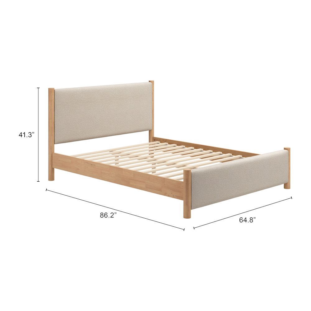 Hadi Queen Bed Beige & Natural. Picture 9