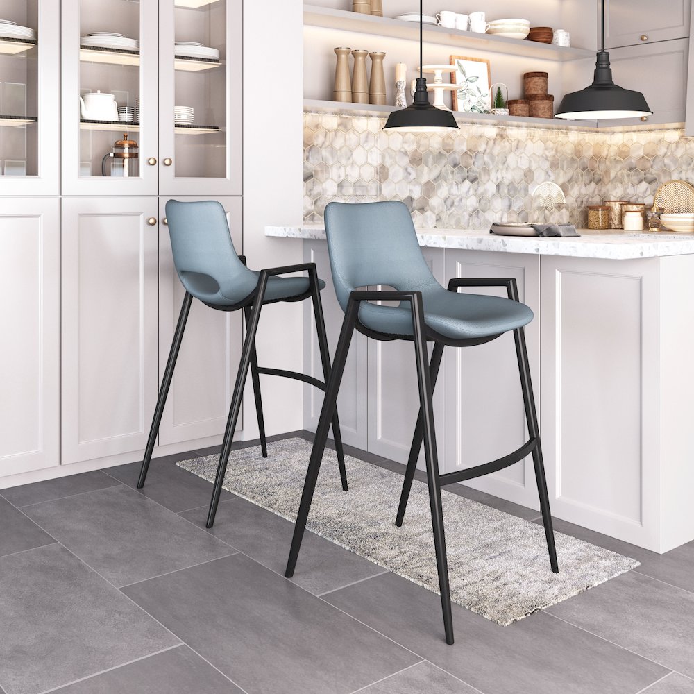 Desi Barstool (Set of 2) Azure Gray. Picture 8