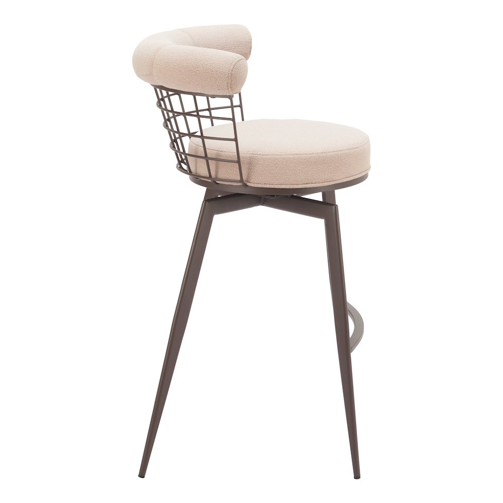 Saku Swivel Barstool Beige & Brown. Picture 5