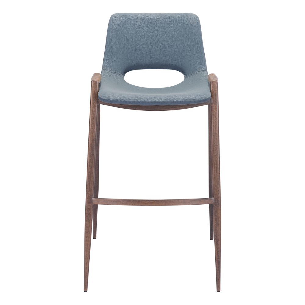 Desi Barstool (Set of 2) Azure Gray & Walnut. Picture 3