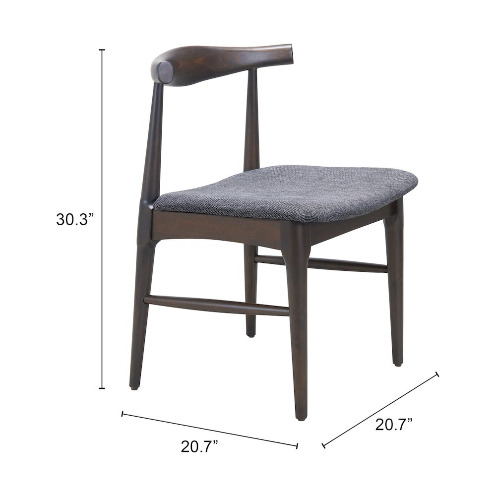 Tuzka Dining Chair (Set of 2) Gray & Espresso. Picture 7