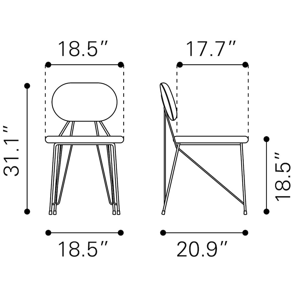 Georges Dining Chair (Set of 2) Gray & Gold. Picture 12