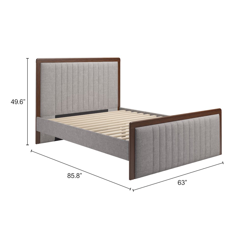 Somune Queen Bed Gray & Walnut. Picture 13