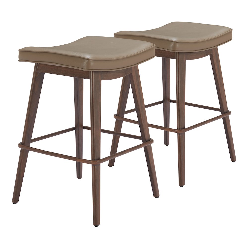 Divat Barstool (Set of 2) Taupe & Walnut. Picture 6