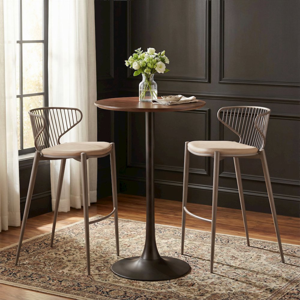 Silues Barstool (Set of 2) Taupe & Brown. Picture 3