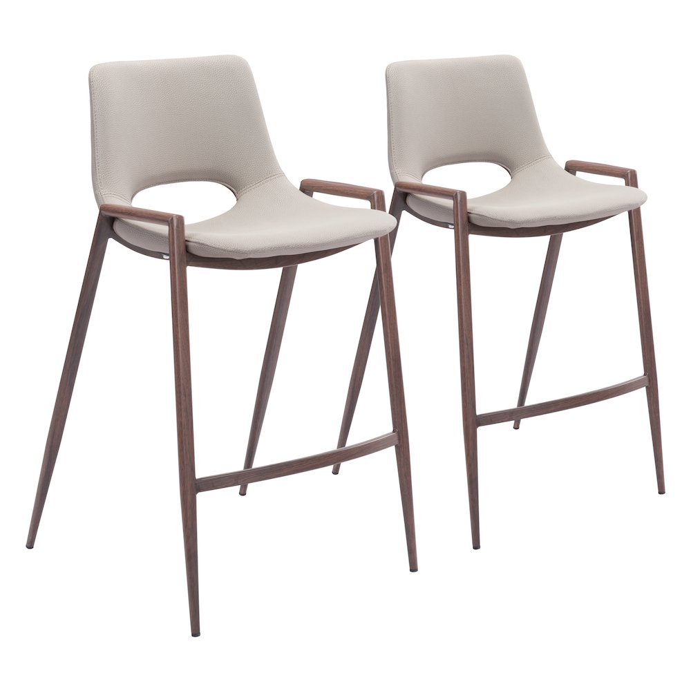 Desi Counter Stool (Set of 2) Beige & Walnut. Picture 1