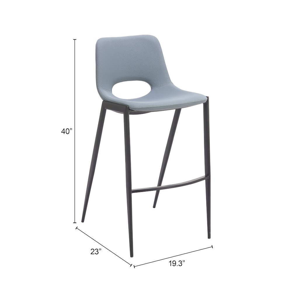 Desi Armless Barstool (Set of 2) Azure Gray. Picture 3