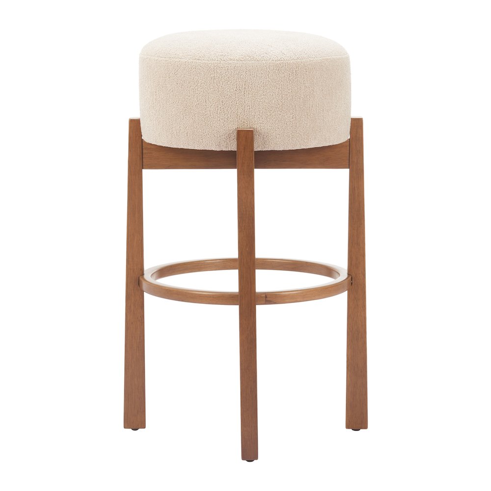 Nade Barstool (Set of 2) Beige & Walnut. Picture 2