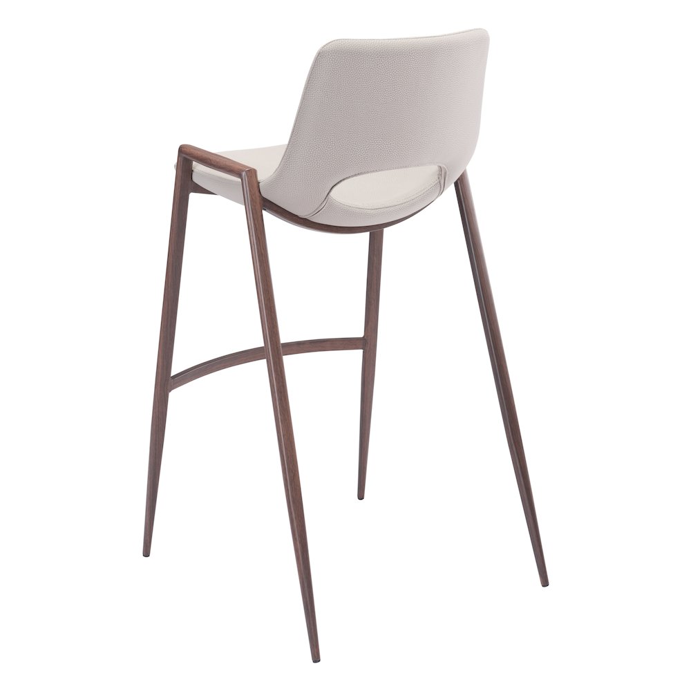 Desi Barstool (Set of 2) Beige & Walnut. Picture 5