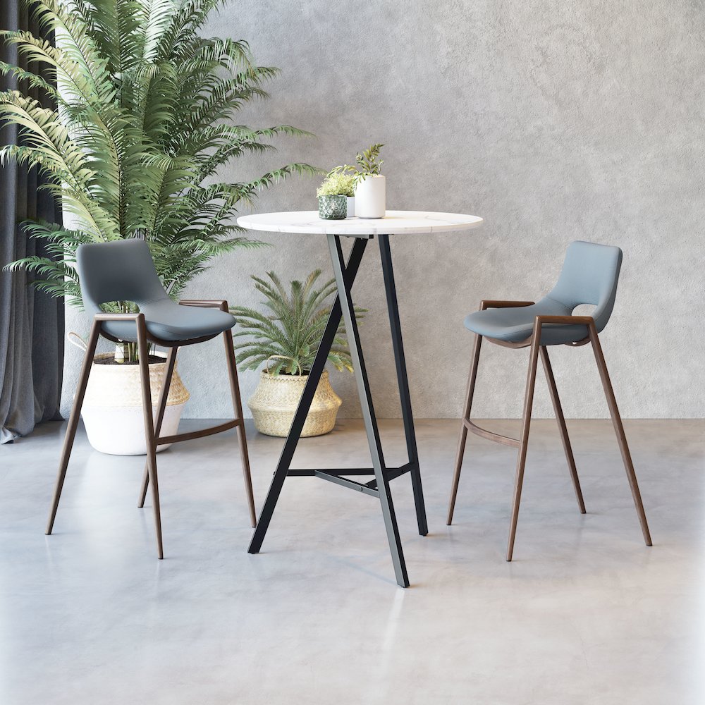 Desi Barstool (Set of 2) Azure Gray & Walnut. Picture 9